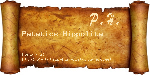 Patatics Hippolita névjegykártya